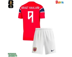 Norge Erling Haaland #9 Replika Babytøj Hjemmebanesæt Børn VM 2026 Kortærmet (+ Korte bukser)